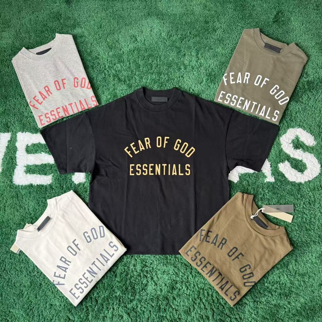 7BAX FEAROFGODFOGESSENTIALS Double Line2025New High Street Loose Trendy Men's and Women's Short Slee