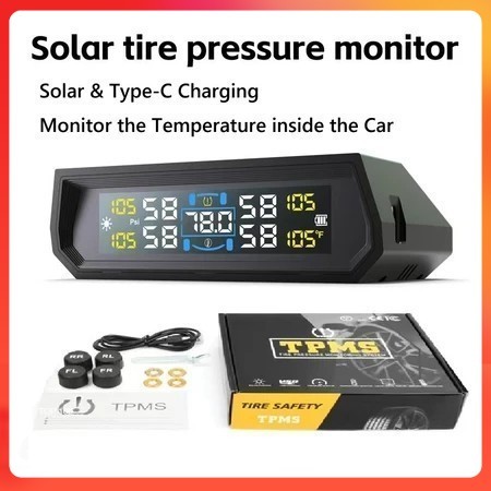 Cảm Biến Áp Suất Lốp Ô Tô - Dùng Pin Năng Lượng Mặt Trời, Cảnh Báo Giọng Nói Tiếng Việt