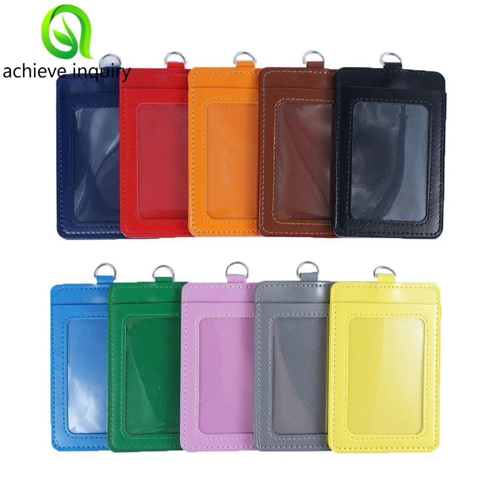 achieve inquiry ACHIEVE INQUID Card Case Key Ring Double Side Badge Cover ID Sleeve