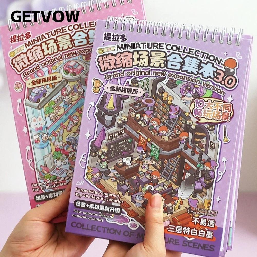 Nhãn dán xếp chồng trực quan GETVOW, 25 tờ 10 cảnh PET Mini Scene Sticker, Dễ thương DIY Crafting Nh