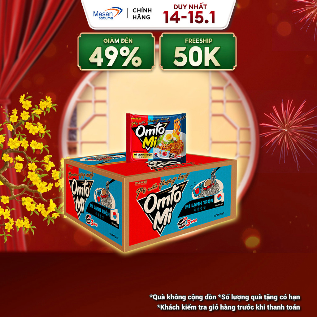 Mì Nấu OMTOMI Mì Lạnh Trộn - Thùng 16 Gói X 111GR