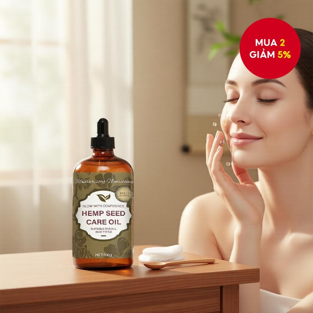 Dầu Hạt Gai Dầu - Dầu Nền Tự Nhiên, Ép Lạnh, Không Hexane, Công Thức Dưỡng Ẩm