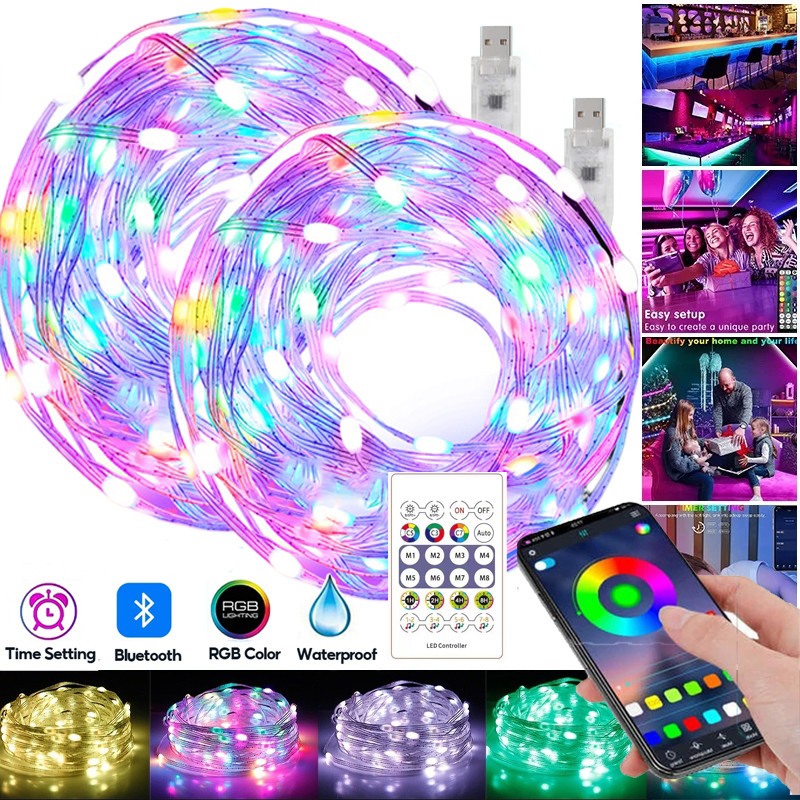 USB Smart APP Light RGB Strip Remote Bluetooth Music Marquee Flowing Water Breathing Light Dây đèn k