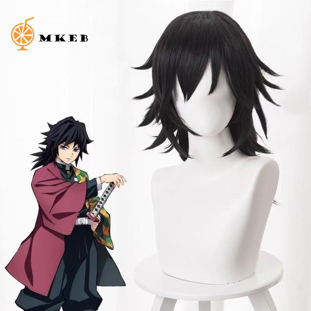 MKEB Tomioka Giyuu Cosplay Wig - Anime Kimetsu No Yaiba, Đảng Lông Tơ Tự Nhiên Chống Nóng, Phù Hợp C