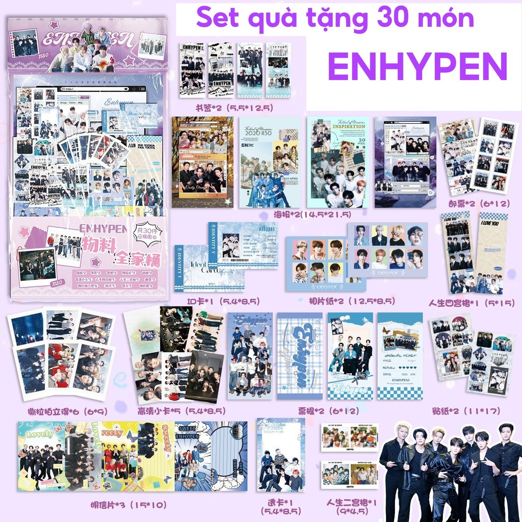 [NEW 2026] Set quà tặng 30 món nhóm nhạc ENHYPEN / Card ID bookmark tem thẻ card .v.v