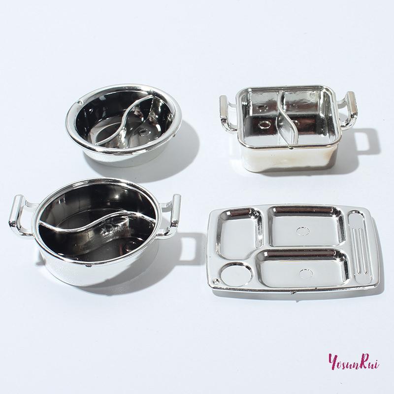 YosunRui] 1 / 12 Nhà Búp Bê Mô Phỏng Nồi Canh Nhà Búp Bê Lẩu Bộ Đồ Ăn Búp Bê Nhà Bếp Phụ Kiện Nấu Ăn
