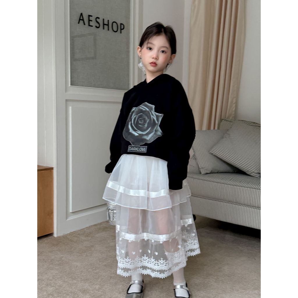 Áo Trẻ Em Mùa Xuân Phong Cách Mới Bé Gái In Hoa Có Mũ Trùm Đầu Phiên Bản Hàn Quốc Trẻ Em Trung Bé Gá