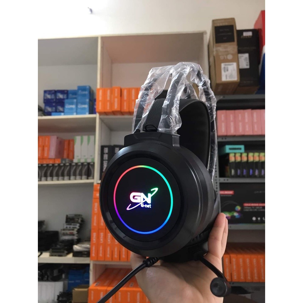 Tai nghe Gamming Gnet GH5 7.1 cổng USB mic chống ồn led RGB bảo hành 12 tháng
