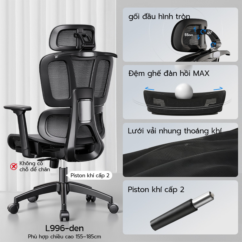 Xpanse LS900 ghế công thái học,Nâng cấp lưới thoáng khí kèm tựa lưng độc lập | ghế xoay văn phòng | 