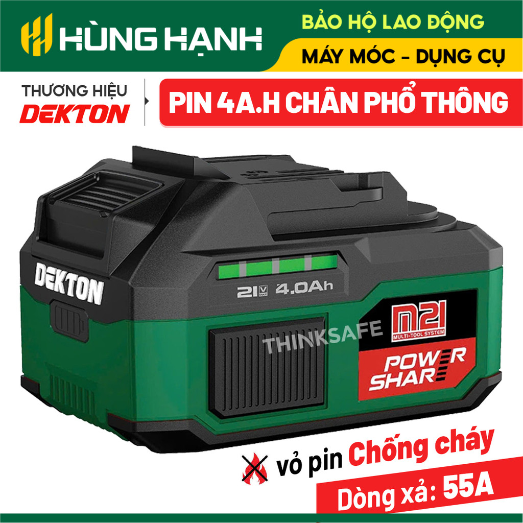 Pin 4Ah Dekton M21-B4055A chống cháy, dòng xả cao 55A, chân pin phổ thông 4cm, hệ sinh thái M21