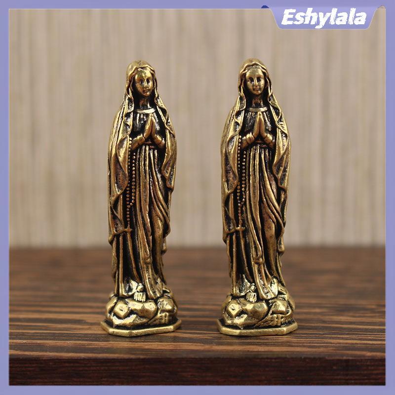 Eshylala Đồng Maria Tượng Mặt Dây Chuyền Đồng Thau Maria Tượng Đồng Nguyên Chất Vintage Đức Trinh Nữ