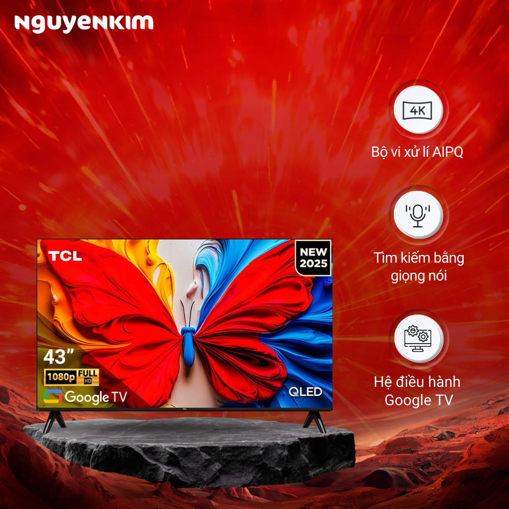 [Mới 2025] Google Tivi QLED TCL Full HD 43 inch 43S5K
