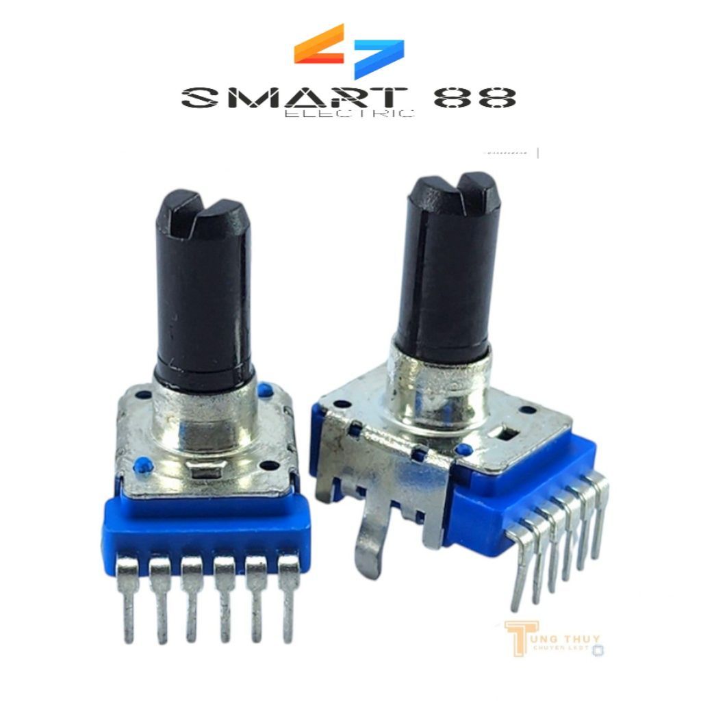 SMART88- Chiết Áp 6 Chân Vuông Xanh - Chân Cong Cán Vát Dài 22,5mm Các Chỉ Số 5K 10K 20K 50K 100K