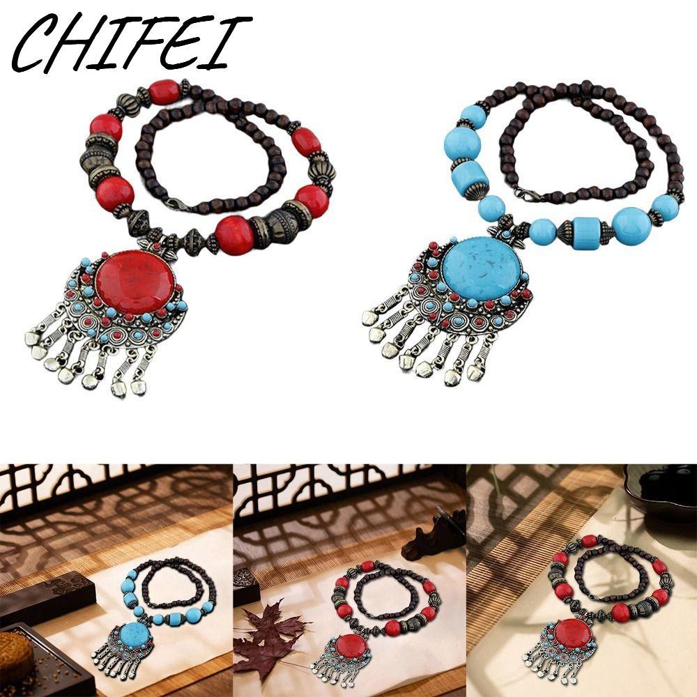 CHIFEI Vòng cổ Bohemian , Quà tặng cổ điển Vòng cổ mặt dây chuyền Bohemian, Trang sức hợp kim chất l