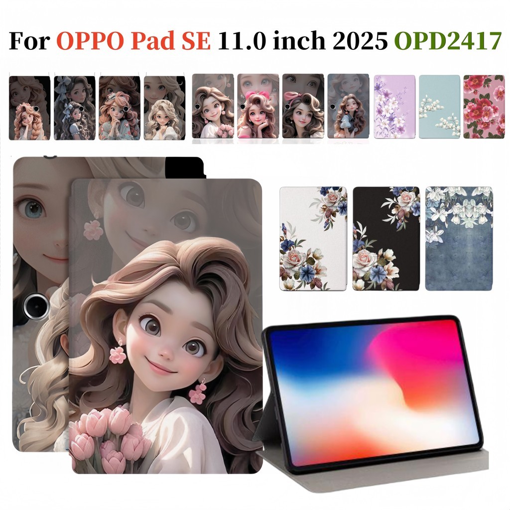 Dành Cho OPPO Pad SE 2025 11 "OPD2417 OPD2420 OPD2419 Hoa Phong Cách Công Chúa Da PU Cho Oppo PadSE 