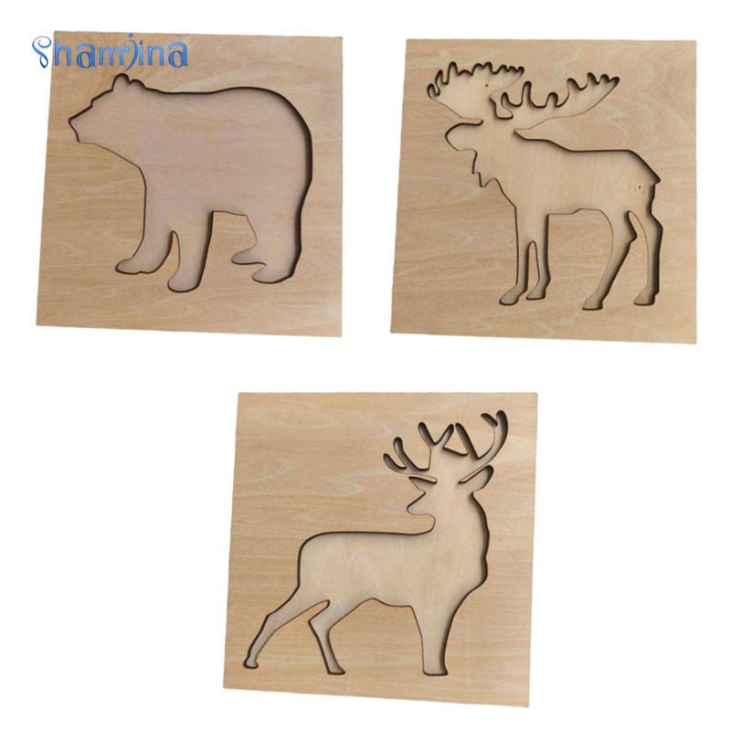 3 Cabin Trang Trí Tường Woodland Trang Trí Hươu Nai Sừng Tấm Gấu 8x8 Inch Mộc Mạc Tường Trang Trí Ch