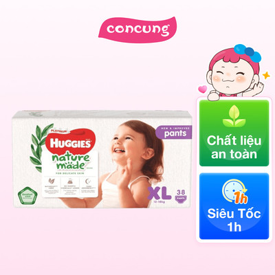 Combo 2 gói Bỉm tã quần Huggies Platinum Nature Made size XL 38 miếng (12-18kg)