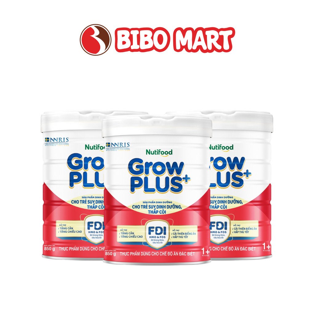Sữa GrowPLUS+ Đỏ Lon 850g Hỗ Trợ Tăng Cân Phát Triển Não Bộ Chiều Cao Dành Cho Bé Trên 1+- Bibomart