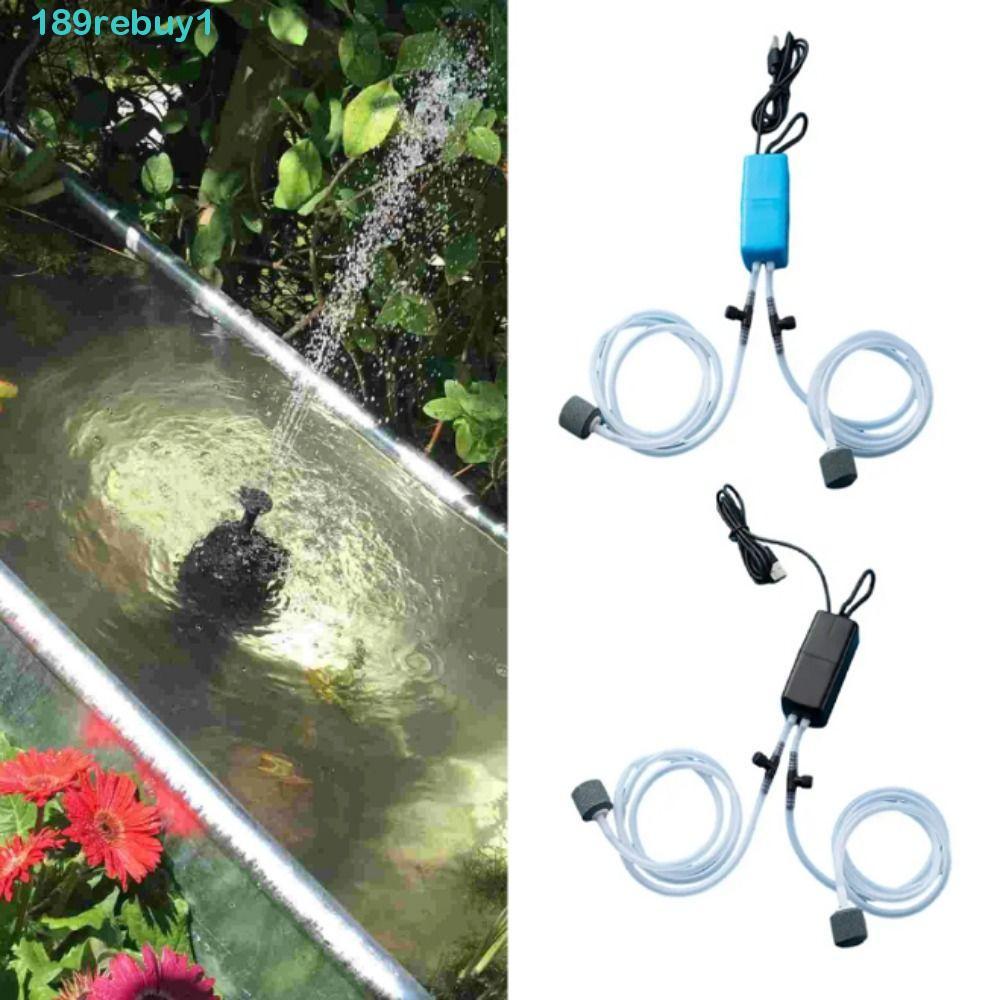 Máy bơm không khí bể cá Mini REBUY1, Máy bơm oxy USB tiết kiệm năng lượng im lặng, Phụ kiện bể cá Máy tạo oxy với máy sục khí hai lỗ bằng nhựa không khí
