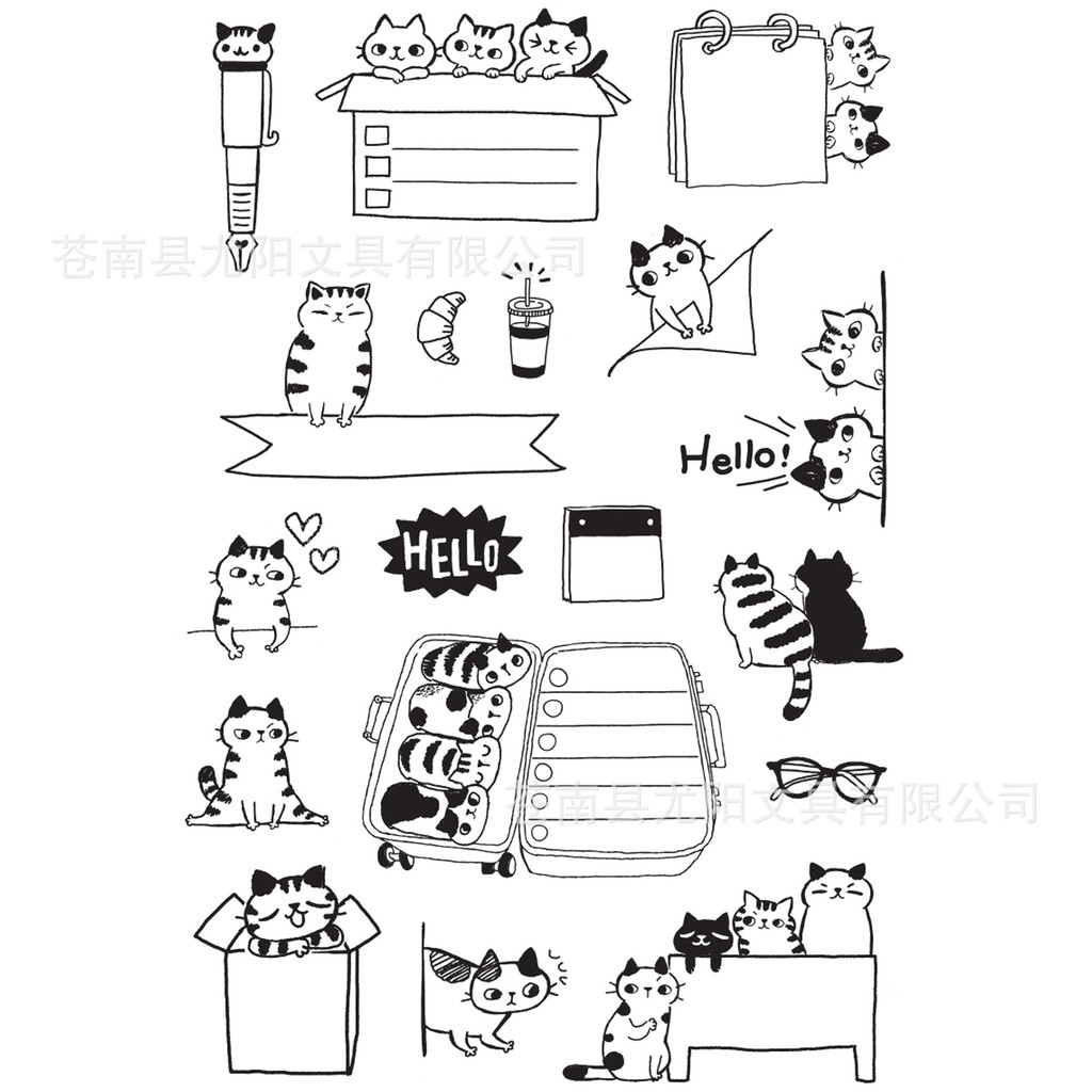 Hoạt Hình Mèo 25 Trong Suốt Silicon Seal DIY Seal Thành Tem Sổ Tay Văn Phòng Phẩm 47OI