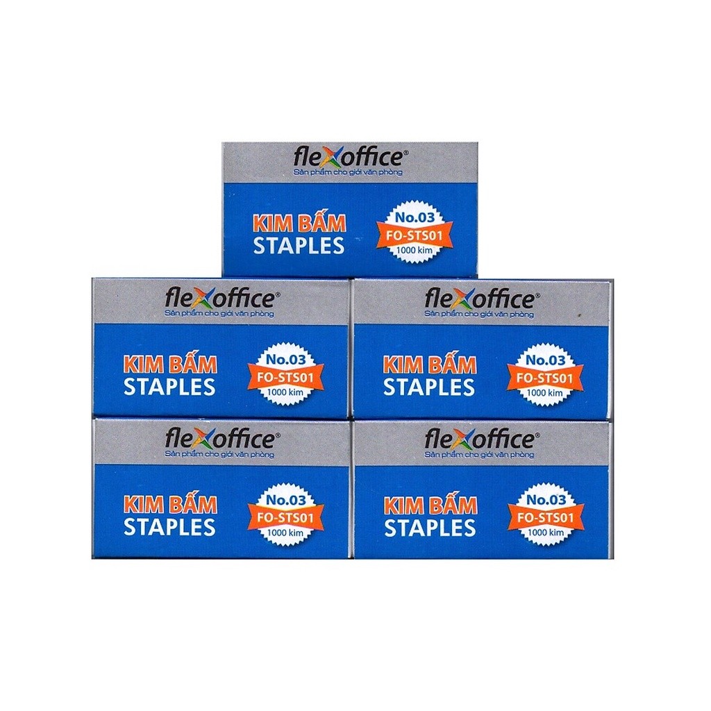 Combo 5 hộp Kim Bấm số 3 Thiên Long Flexoffice FO-STS01 (Kim bấm số 3, ghim bấm số 3 )