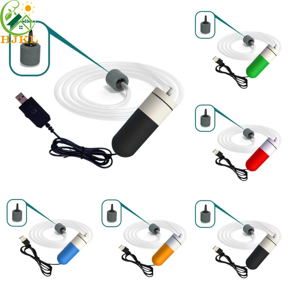 HJKL Máy bơm không khí oxy bể cá HJKL, Máy sục khí sạc USB tốc độ có thể điều chỉnh, Máy tạo bọt khí bể cá Siêu yên tĩnh Tắt tiếng Bộ lọc bể cá thủy sinh di động