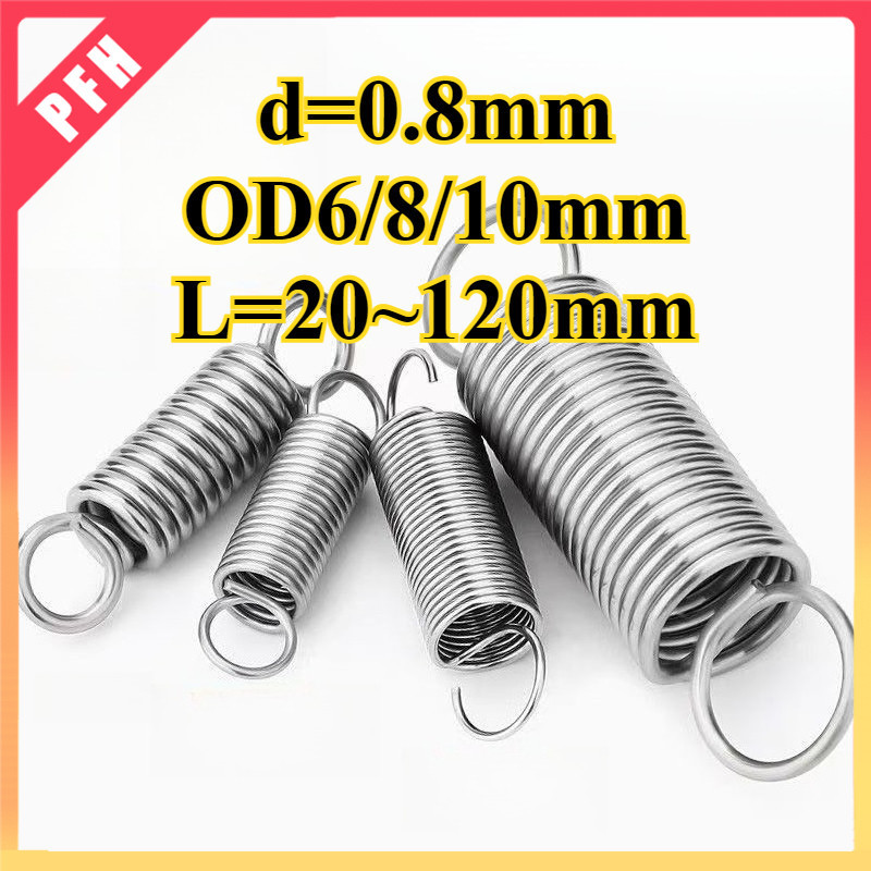 Lò xo căng thẳng inox 304 d = 0,8mm, OD6 / 8 / 10mm, L = 20 ~ 120mm lò xo căng thẳng có móc, áp dụng
