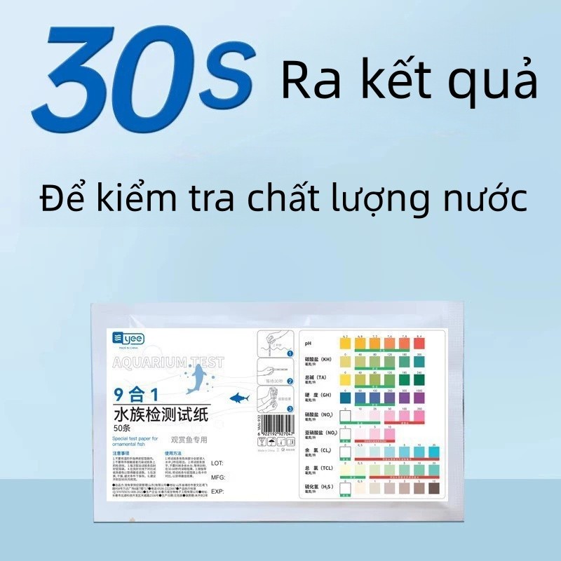 Bộ test nước 9in1, test pH/gH/kH/No3/No2/TCL/Cl2/H2S