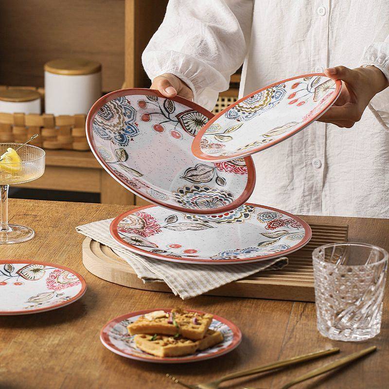 Household Enamel Plate Chicken Plate Fried Noodles Plastic Dish Household Enamel Plate Chicken Plate