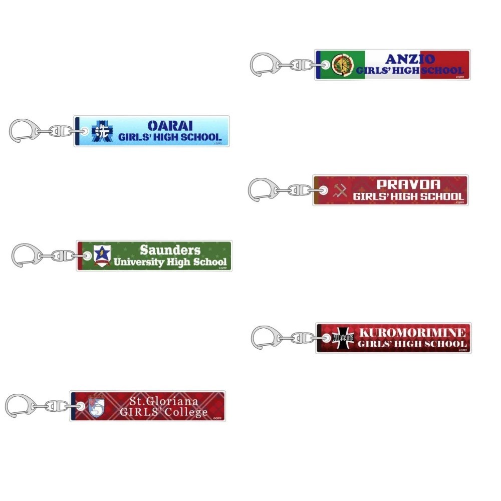 Móc khóa Anime Girls und Panzer Acrylic 6cm in hình các trường Oarai Saunders Anzio Pravda phụ kiện 