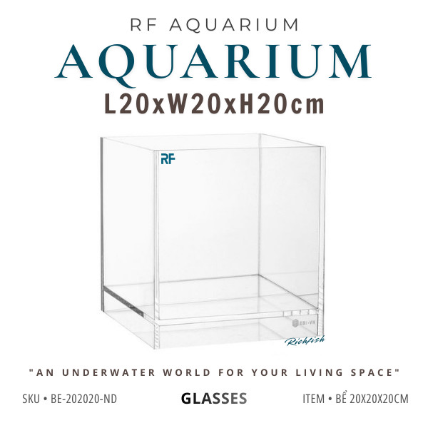 Bể Cubic 20 Nâng Đáy Kích Thước 20x20x20cm | RF Aquarium