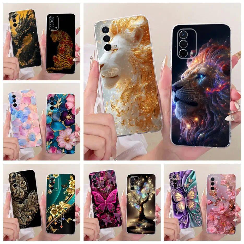 Dành Cho Oppo A74 5G Ốp Lưng CPH2197 CPH2263 Vỏ Sơn Thời Trang Sư Tử Dễ Thương Vỏ Silicon Mềm Cho Op