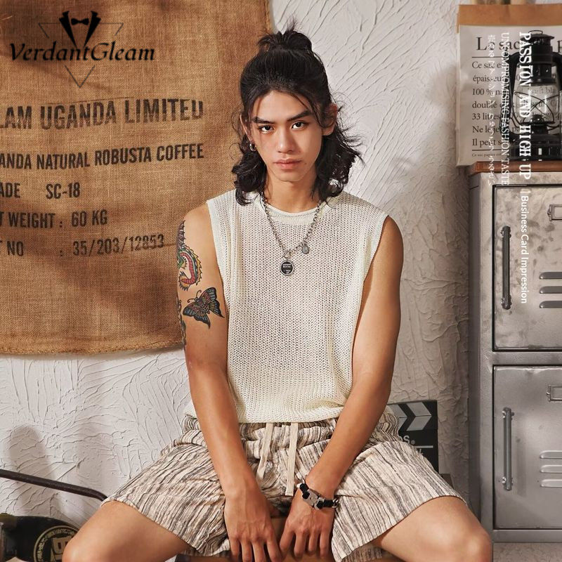 Áo len không tay style boho mát mẻ dành cho nam mùa hè