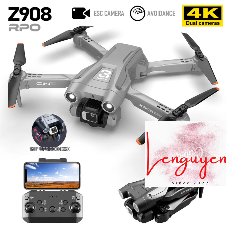 ⚡Flycam Z908 4K DRONE Quadcopter Flaycam Máy ảnh kép Luồng quang tránh chướng ngại vật Lấy nét tự độ
