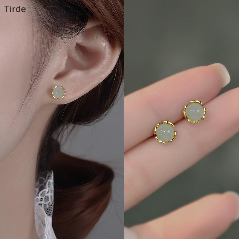 Tirde Trung Quốc phong cách retro giả ngọc nhỏ bông tai trang sức tinh tế Quà Tặng CCD