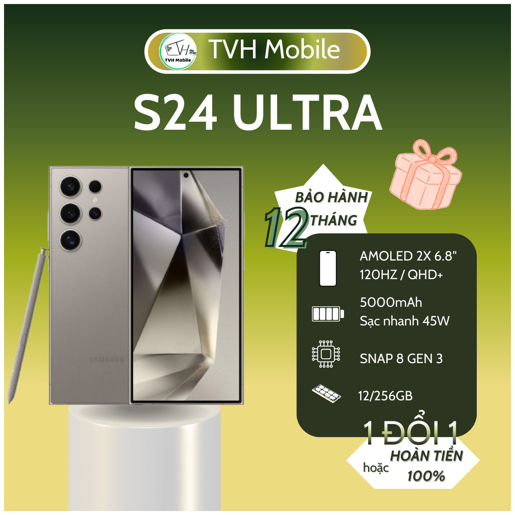 SS S24ultra ram 12/256GB Titan đẳng cấp - Camera siêu nét bắt chọn khung hình - Snap 8gen3 - TVH