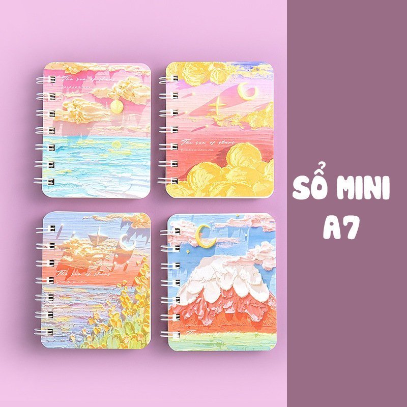 Số tay mini note book dễ thương size A7 Sổ tay ghi chép lò xo mini nhỏ gọn bỏ túi-Lá Tre