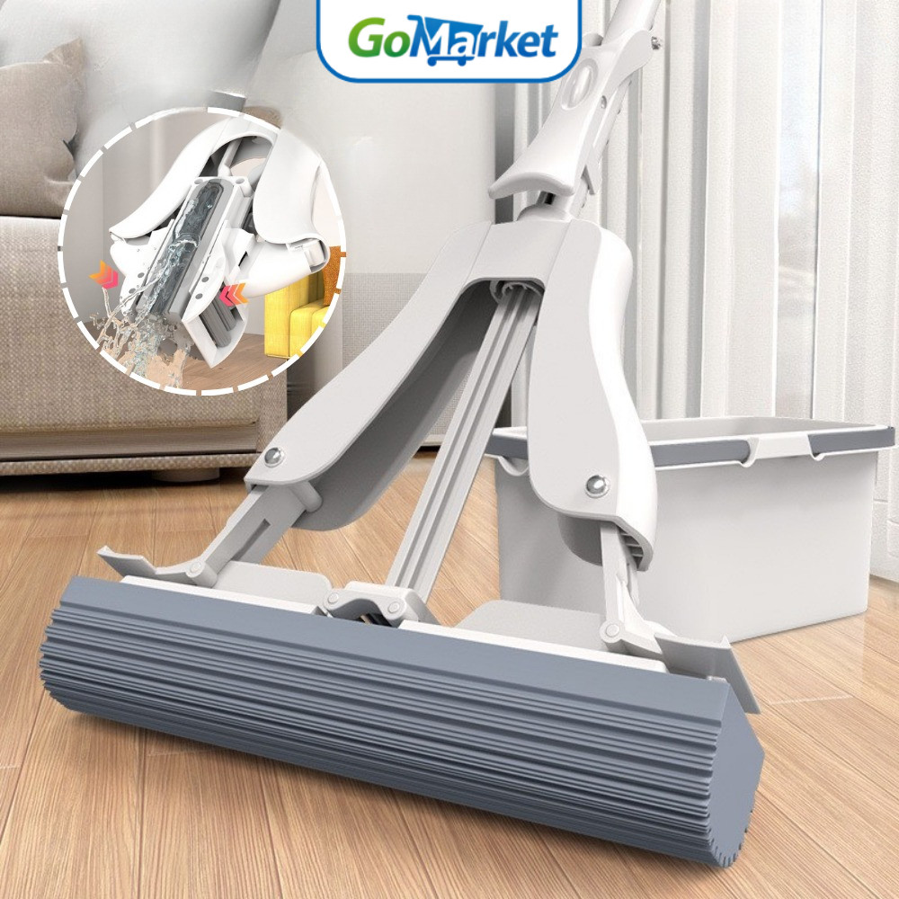 Cây Lau Nhà Tự Vắt GoMarket Chất Liệu Đầu Mút Ca Su Non Siêu Thấm Hút Thay Thế Tiện Lợi