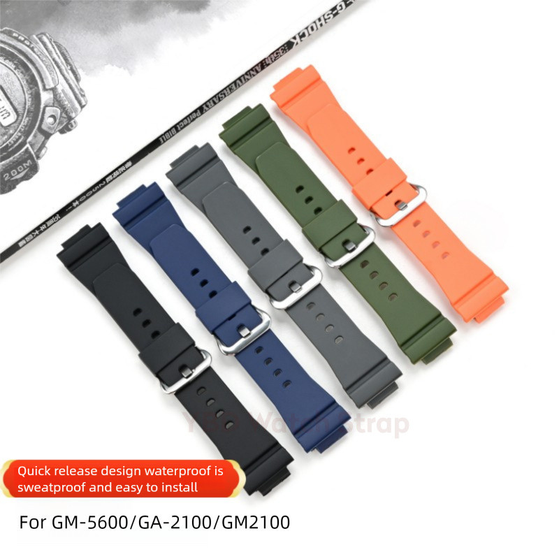 Dây đeo thay thế cao su 16mm cho GA-2100 GM-2100 (CasiOak) & GM-5600 (Mini CasiOak / Baby-G Square),