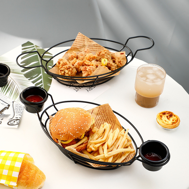 Mỹ Sáng Tạo Bộ Đồ Ăn Sắt Ăn Nhẹ Giỏ Khoai Tây Chiên Pháp Giỏ Mini Chiên Giỏ Ăn Nhẹ Gà Chiên Giỏ Bánh