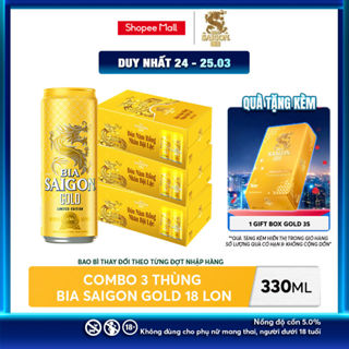Nồng Độ Cồn 5.0% - Combo 3 Thùng 18 Lon Bia Sài Gòn Gold 330ml