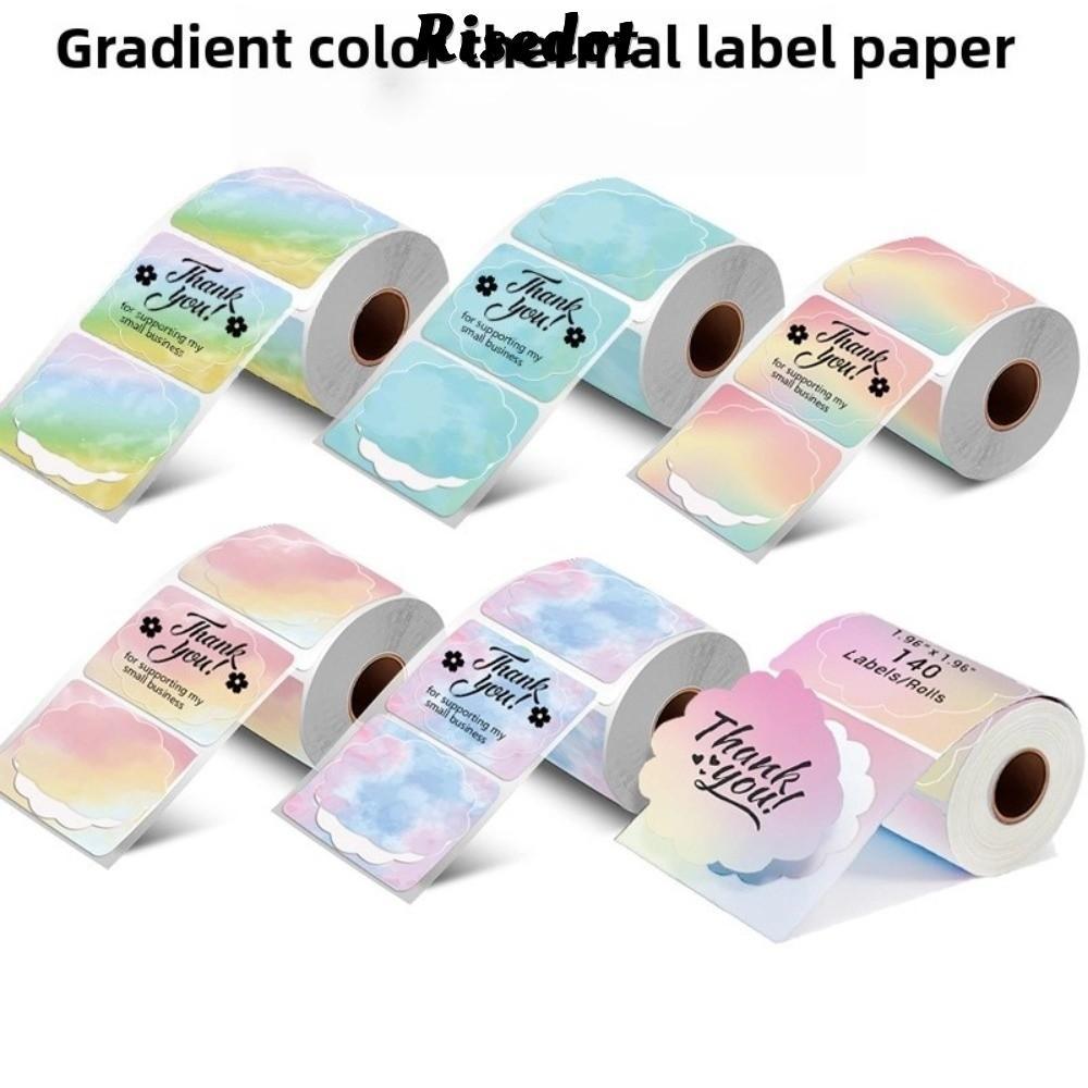 RISEDOT 140 Chiếc Cuộn Nhãn Nhiệt, Nhãn Dán Nhãn Vuông 50x50 mm Chống Thấm Nước, Hình Hoa Chống Rách