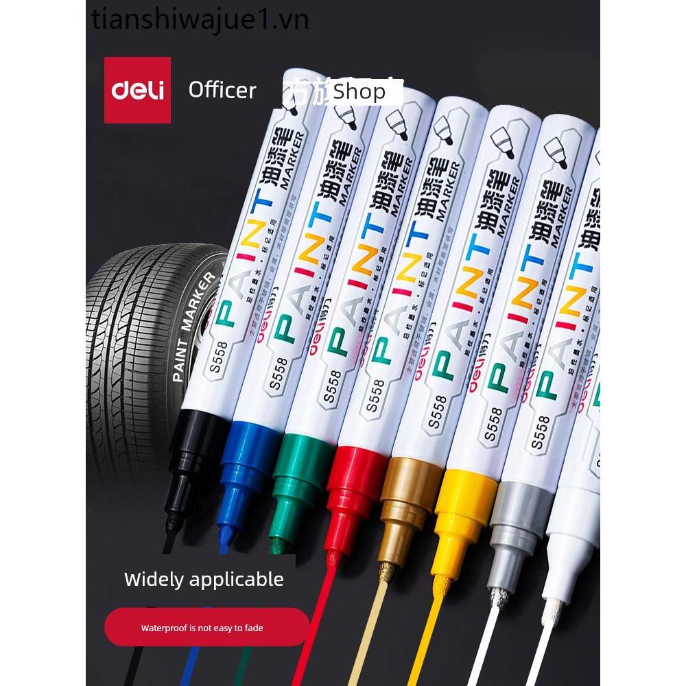 Deli Paint Pen Lốp Bút Inscription Touch-Up Pen Touch-Up Pen Bút Vàng Chống Thấm Nước Không Phai Màu