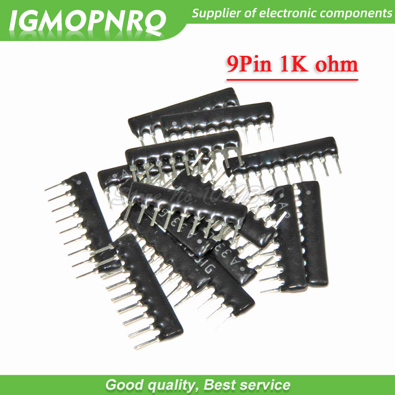 10 chiếc A102G DIP loại trừ 9pin 1K ohm A102 102 9A102J 9A102G 9A102 A102J mảng điện trở mạng IGMOPN