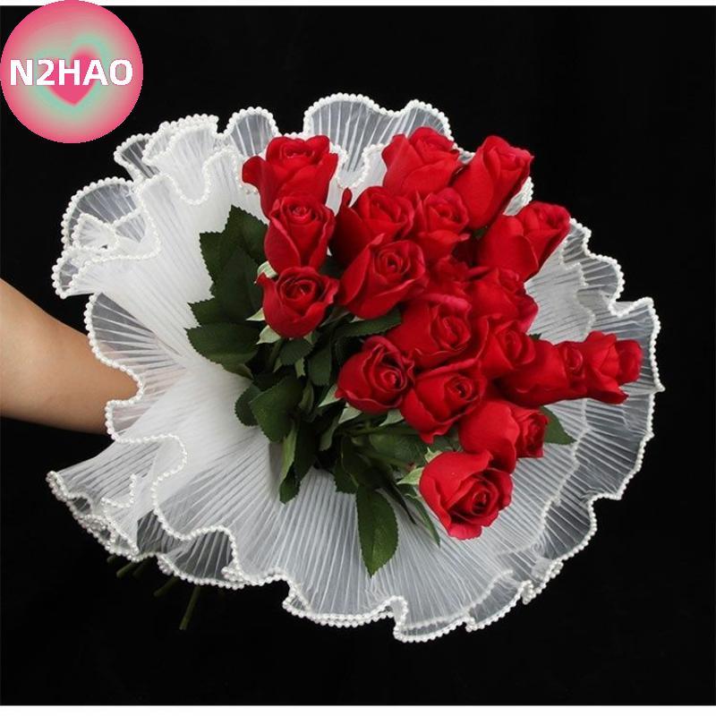N2HAO Sóng Sợi Cuộn Vàng Cạnh Lưới Vải DIY Hoa Gói Thủ Công Trang Trí Tiệc 4Yards 28CM Trong Đơn Hoặ