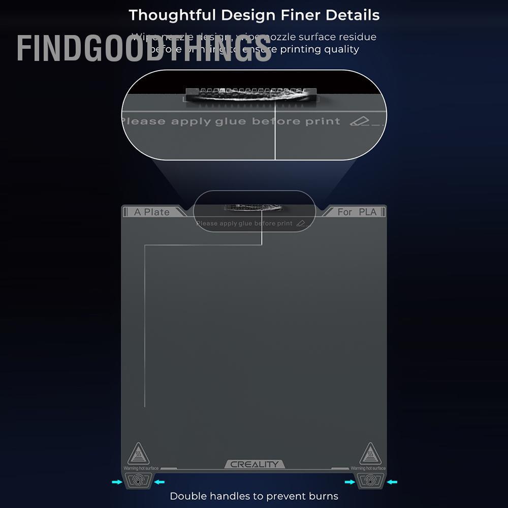Findgoodthings Creality K1C Smooth PEI Build Plate 235x235mm-Không có từ tính mềm Loại bỏ mô hình dễ