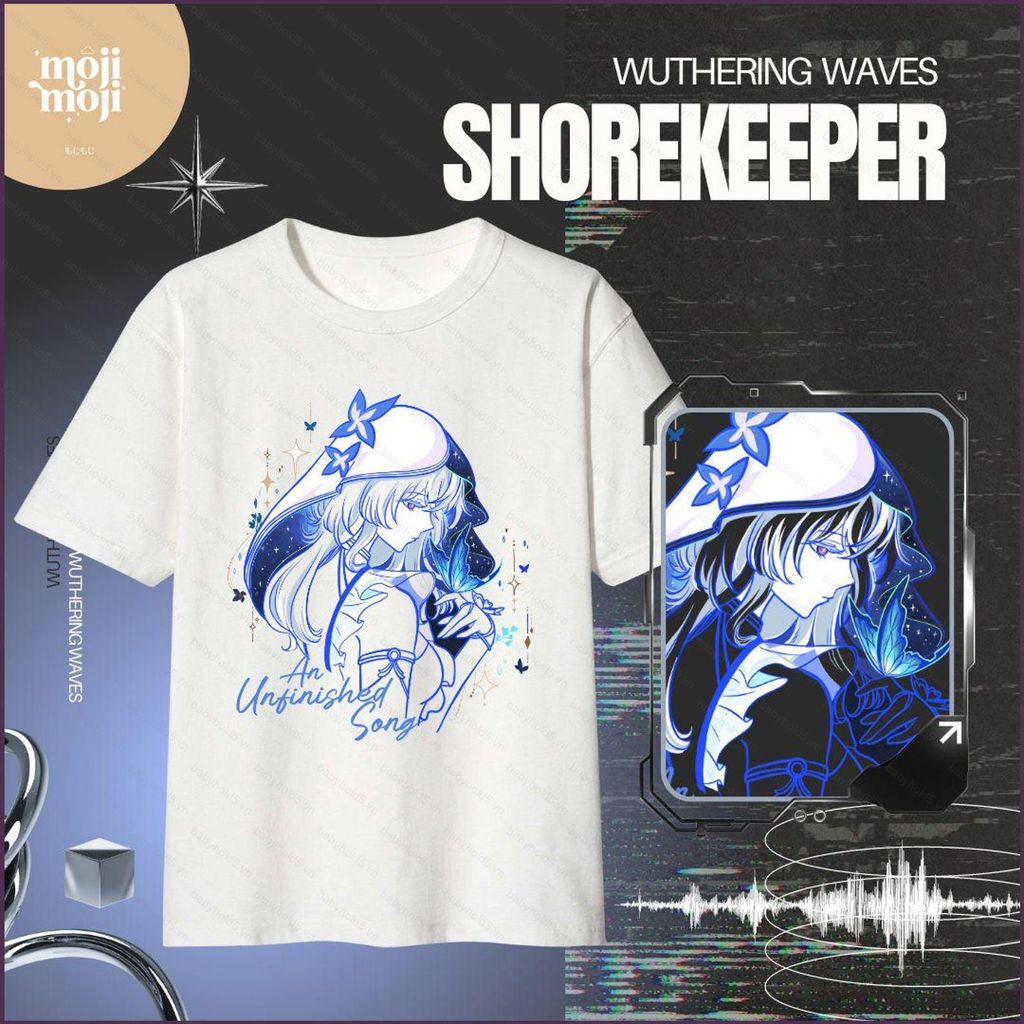 BH5 Gió hú Sóng The Shorekeeper Cosplay Vải Full Graphic Mùa Hè Áo Thun Anime Tay Ngắn Top BH5