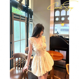 Oder-Váy Liền Chít Eo Chữ V Sâu Phong Cách Hot Girl Gợi Cảm Mùa Hè Váy Ren