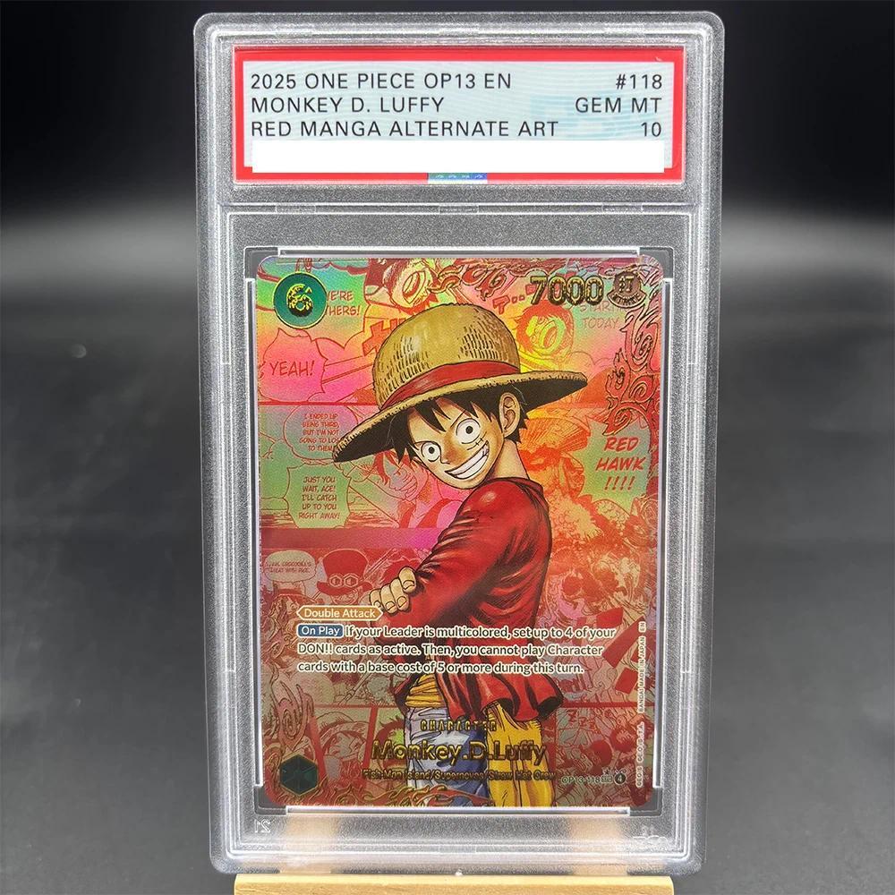 Thẻ đánh giá PSA10 DIY ONE PIECE MONKEY D. LUFFY RED MANGA ALTERNATE ART OP13-118 EN Bộ sưu tập Thẻ 