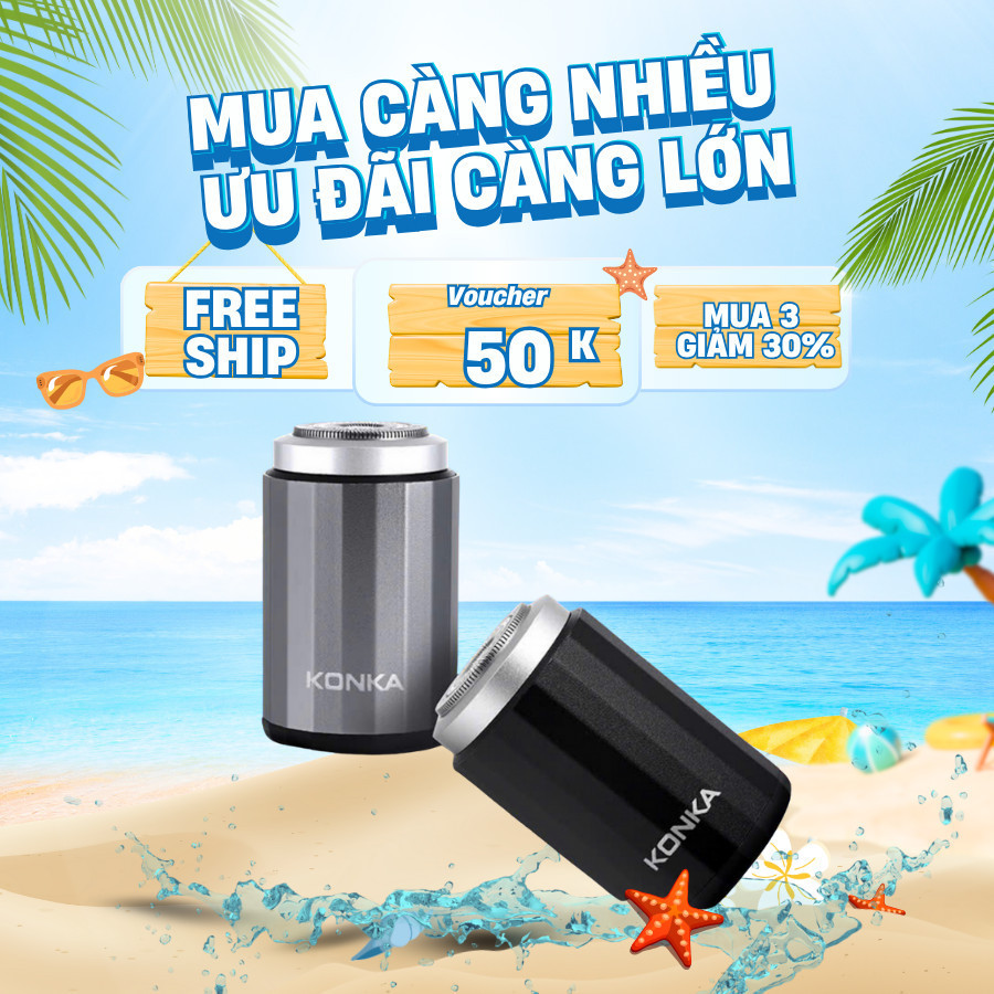 Máy Cạo Râu KONKA Mini Chống Nước IPX6 – Nhỏ Gọn, 15 Lưỡi, Sạc Type C, Tiện Lợi Mọi Chuyến Đi